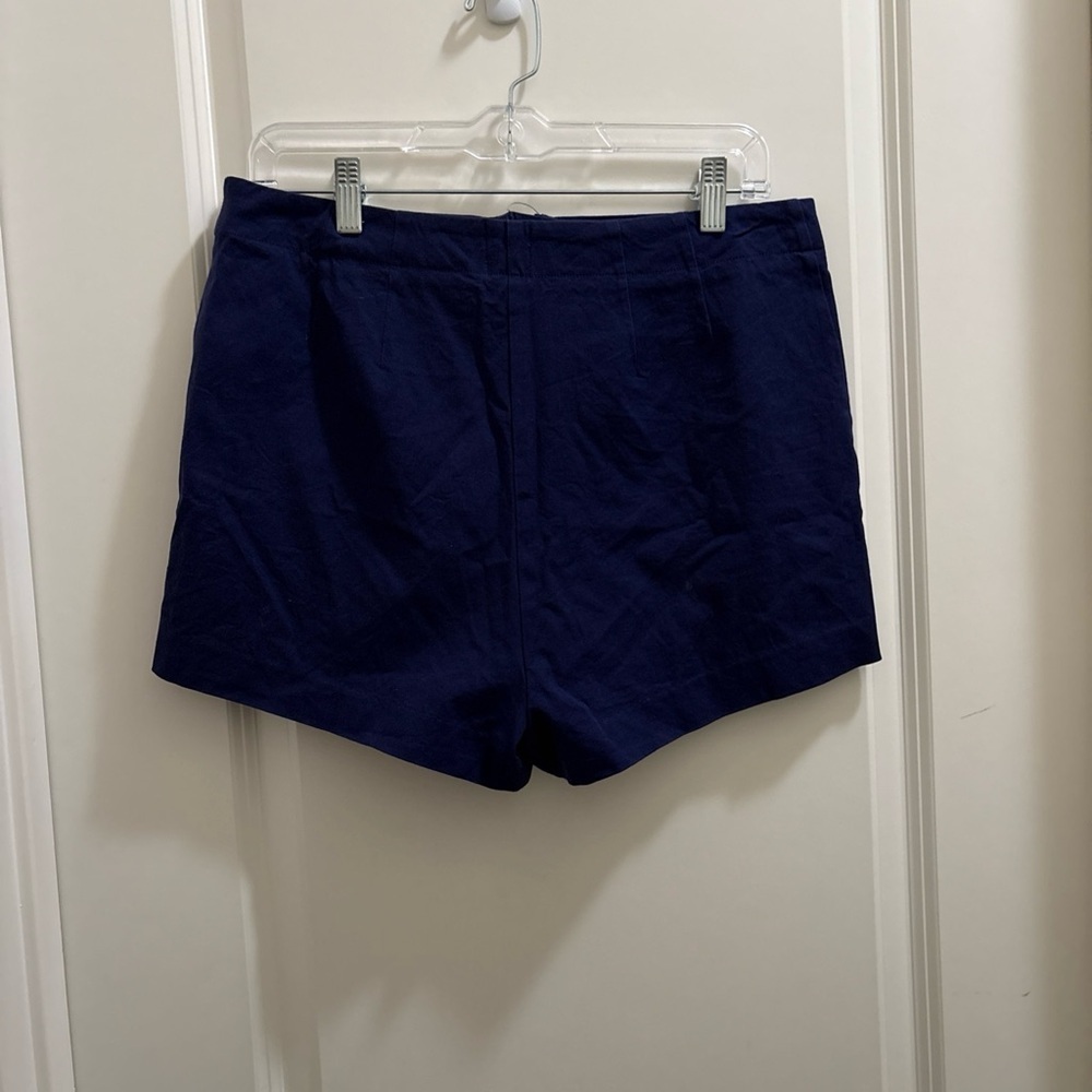 ANTHROPOLOGIE Maeve Zippered Micro Shorts Navy Blue Size 12 Disco Nautical - Picture 6 of 7